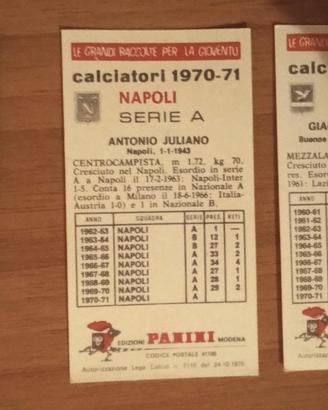 Lotto figurine calciatori Panini 1970/71