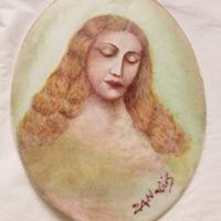 Formella, ritratto, quadretto ovale in porcellana.