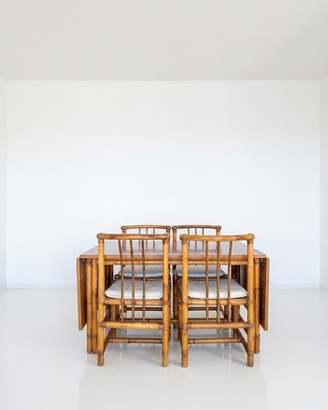 Tavolo con sedie e tavolino di design anni '80