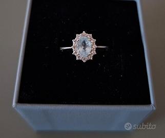 💎 Anello in Oro 18 kt Acquamarina e Diamanti
