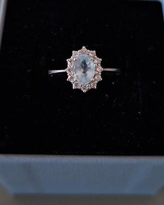💎 Anello in Oro 18 kt Acquamarina e Diamanti
