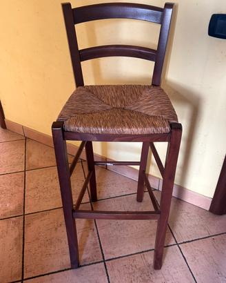 Sgabelli in legno e paglia