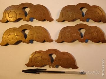 5 maniglie di fine 1800 in metallo dorato
