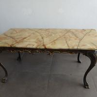 Antico Tavolino da Salotto in Marmo Onice e Bronzo