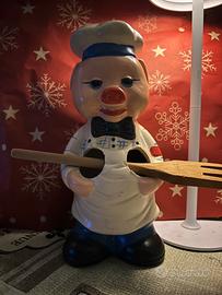 Portaposata di legno a forma di maialino cuoco