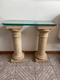 Consolle colonne e cristallo 20mm 3G  85x27xh78