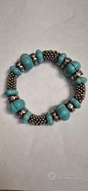 Bracciale elastico con pietre turchesi