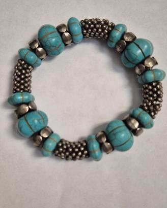 Bracciale elastico con pietre turchesi