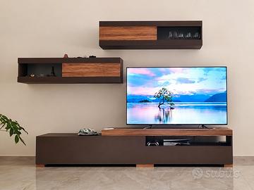 Parete attrezzata moderna completa di smart tv 4k