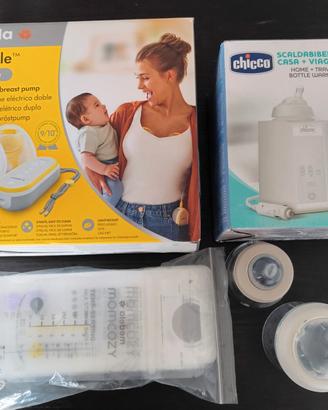 Set allattamento tiralatte, scaldabiberon, biberon