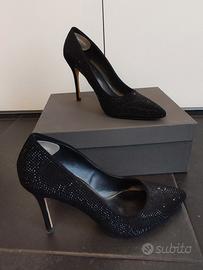 Scarpe decollete' donna nere brillanti - 41