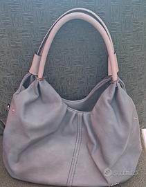 BORSA IN PELLE A TRACOLLA AZZURRO POLVERE 