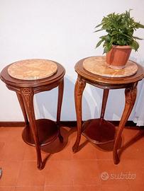 Coppia di Gueridon con piano in marmo