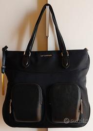 Originale CROMIA,borsa tracolla nera nylon e pelle