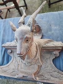 Scultura legno cimasa cimosa in noce inizio 800