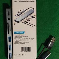 HUB 8 in 1  con presa PC  USB e UsbC