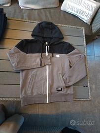 Felpa Errea bicolore nero e grigio talpa T 12 anni