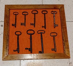 Antiche chiavi cornice legno quadro key
