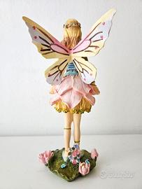 Statuetta fatina con ali e fiori altezza 20 cm