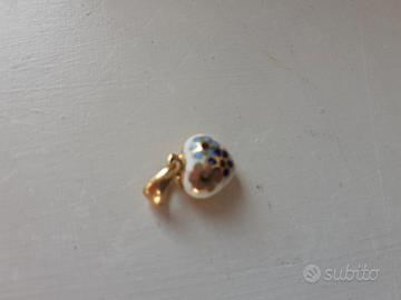 Cuore oro giallo 750 smalto fiori