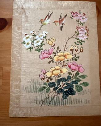 Trittico di Xilografie Cinesi "Uccelli e Fiori" -