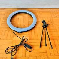 Ring light selfie con treppiede e porta telefono