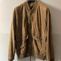 Giacca bomber vintage in pelle scamosciata
