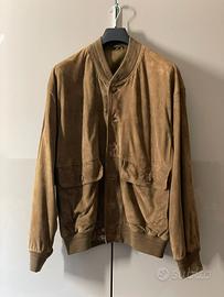 Giacca bomber vintage in pelle scamosciata