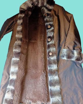 Cappotto marrone con pelliccia lapin