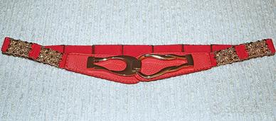 Cintura elastica rosa con TESCHI DORATI