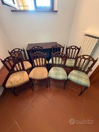 Set 8 sedie primi 900 vintage legno imbottite
