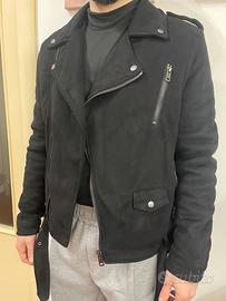 Giacca modello chiodo in velluto nero