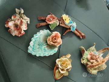 Lotto 5 Fiori Ceramica Capodimonte