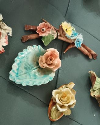 Lotto 5 Fiori Ceramica Capodimonte