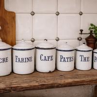 Barattoli vintage smaltati francesi set 6 pezzi