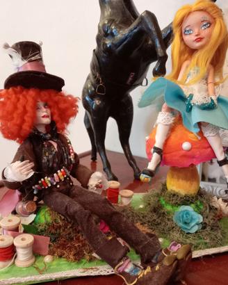 Pezzo unico Alice ed il Cappellaio Matto