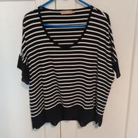 Maglia maniche corte a righe bianche e nere  tg L
