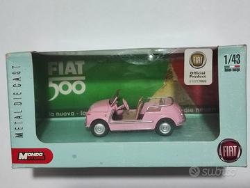 FIAT 500 modellino scala 1/43 da collezione rosa