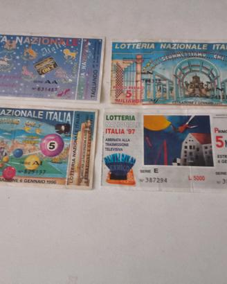 4 BIGLIETTI LOTTERIA ITALIA CON TAGLIANDO ANNI '90