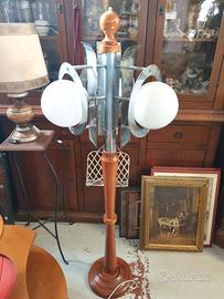 Lampada originale modernariato in legno 3 luci