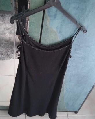 Abito elegante nero con paillettes estivo