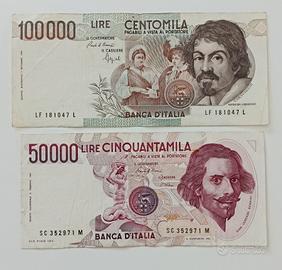 #7. Banconote 100000 lire e 50000 lire.