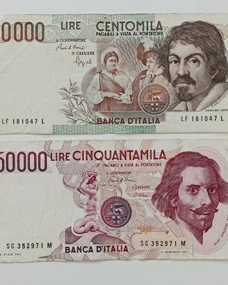 #7. Banconote 100000 lire e 50000 lire.