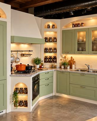 CUCINA NUOVA MAI MONTATA – LEGNO MASSELLO + MARMO