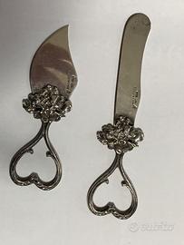 Coppia Coltelli Formaggio Burro Argento 925