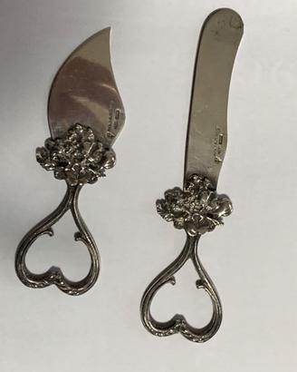Coppia Coltelli Formaggio Burro Argento 925