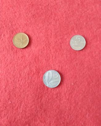 Monete da 20, 10 e 5 lire