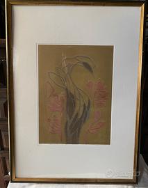 Quadro floreale acquaforte Cornachin