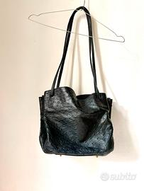 Borsa donna pelle morbida nera di struzzo no brand