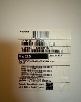 IMac con tastiera e mouse late 2013